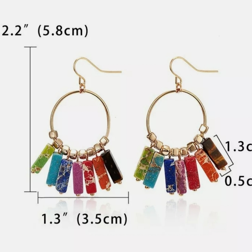 CHAKRA BALANCING NATURAL STONE EARRINGS - Picture 2 of 4
